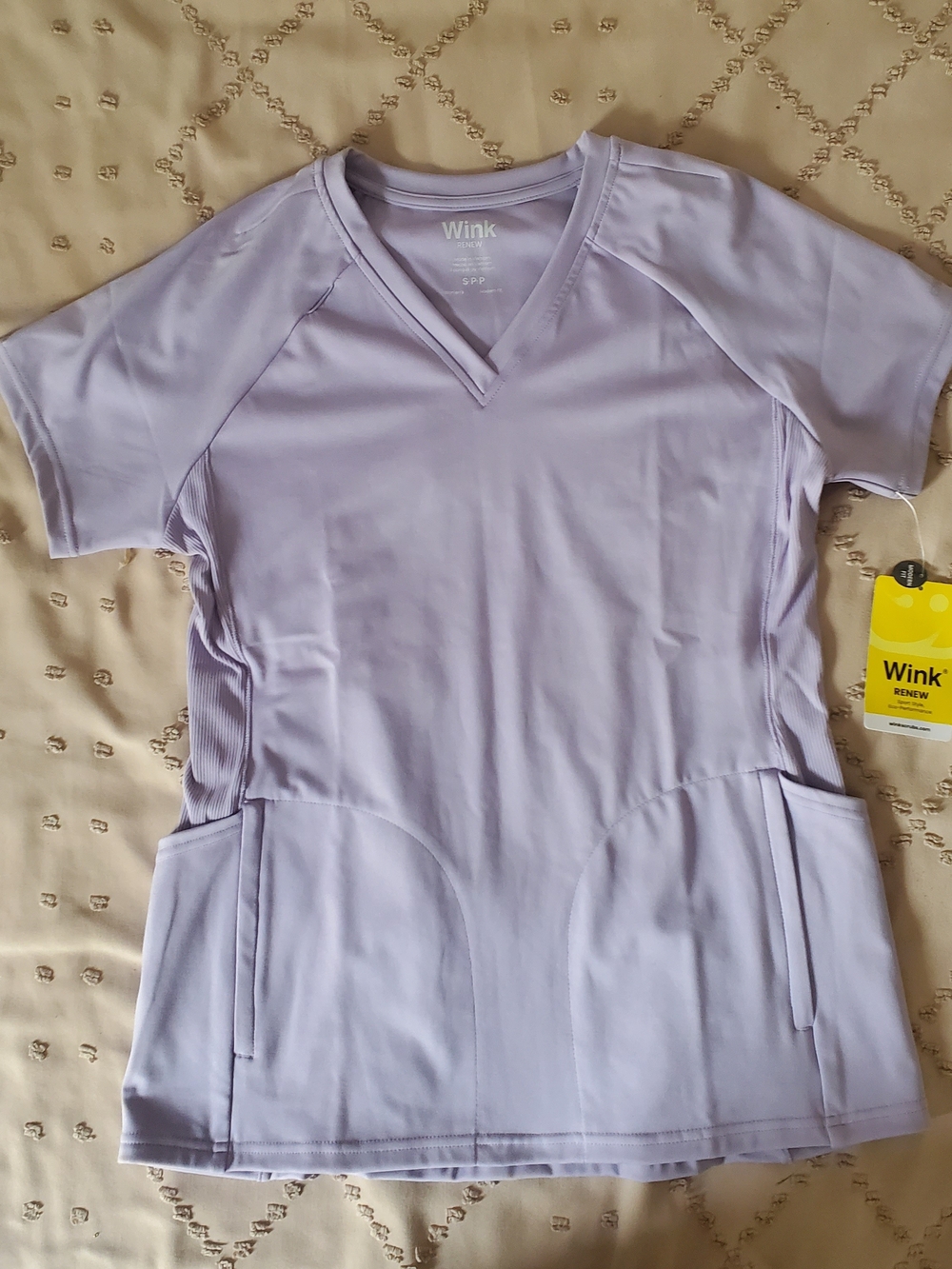 Wink Lavender V-Neck Short Sleeve Scrub Top
